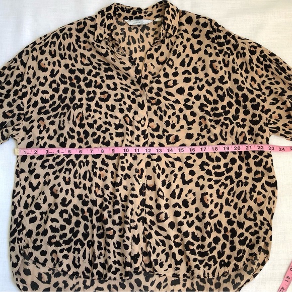 & Other Stories Tan Brown / Black Leopard Print Button Up Shirt Top Size US 4 - Picture 8 of 10